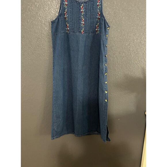 Casey Max Womens Dress Blue MEDIUM Denim Sleeveless Cottage Casual Vintage - Picture 2 of 6